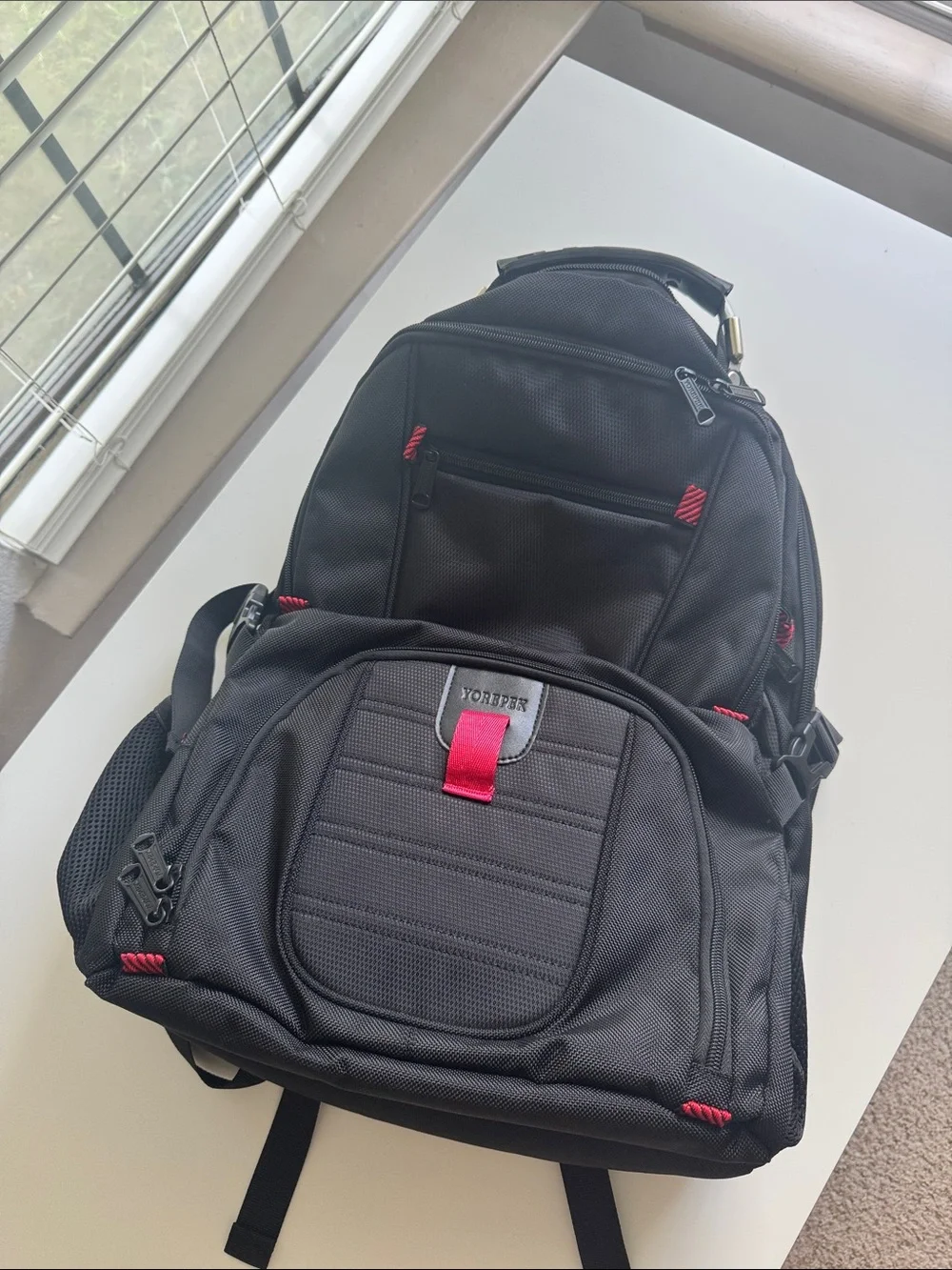 Black Backpack with Red Accents - Men's Travel & Laptop Bag